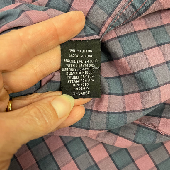 Mens Long Sleeve Button Down Shirt Casual Business Work Purple Blue Size XL - Picture 5 of 5